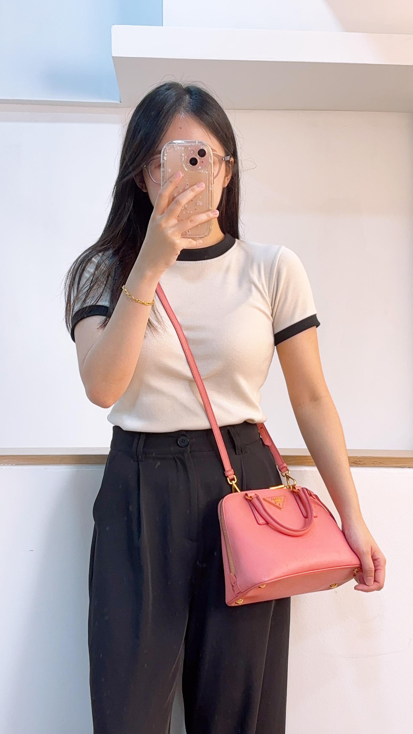 Prada Pink Saffiano Small Promenade Bag