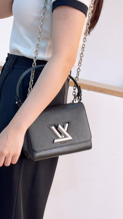 LV Black Epi Twist PM (SHW)