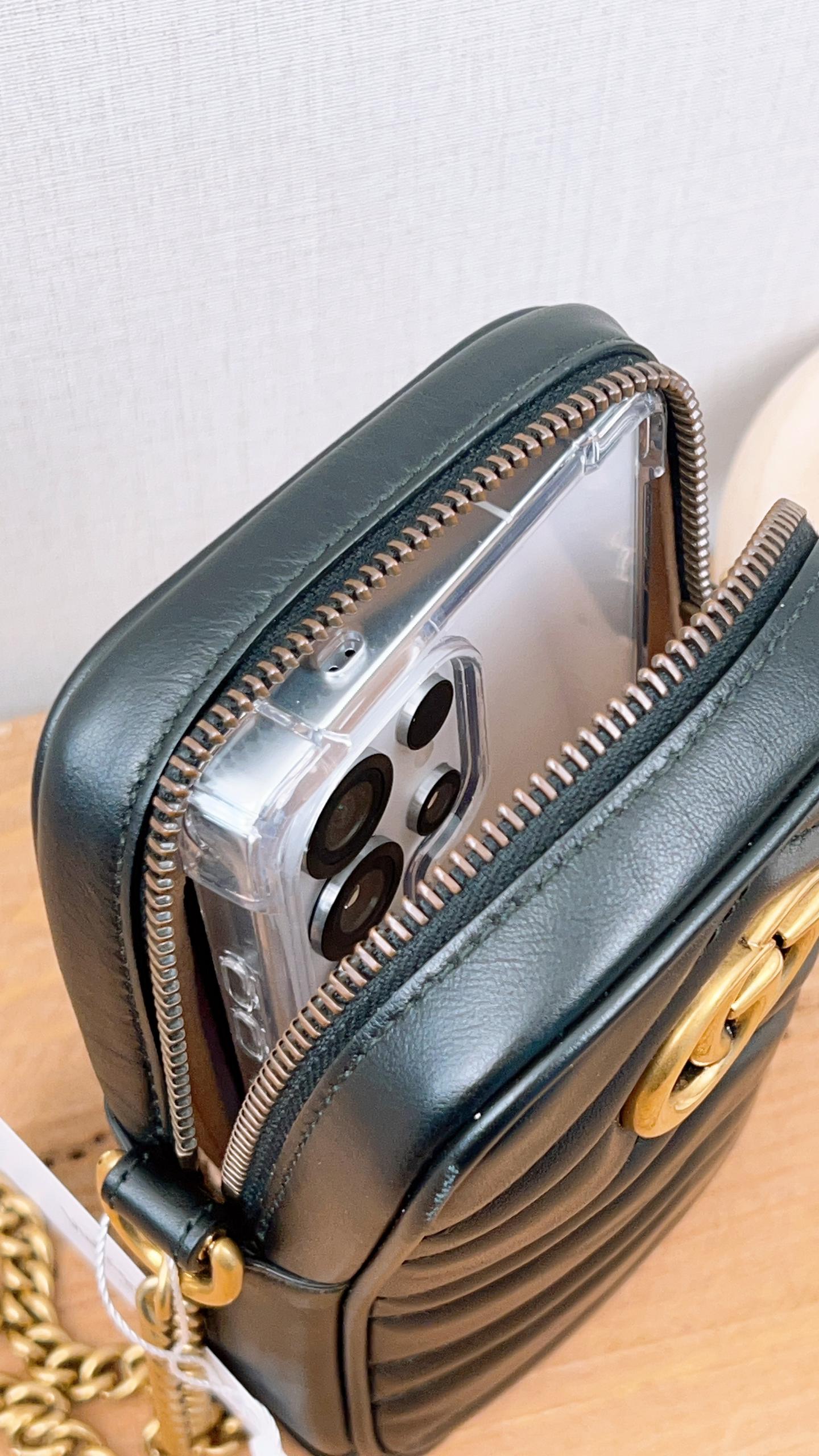 Gucci Black Calfskin Vertical Marmont Mini Crossbody Bag (GHW)