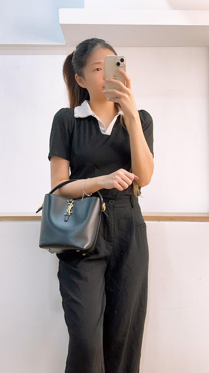 YSL Black Calfskin Le37 Small Bucket Bag (GHW)