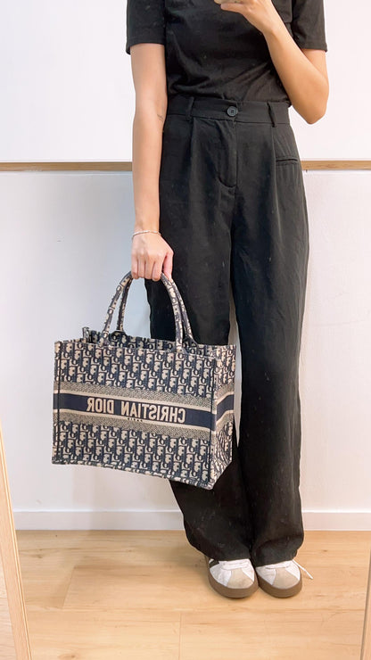 Dior Navy Oblique Medium Book Tote
