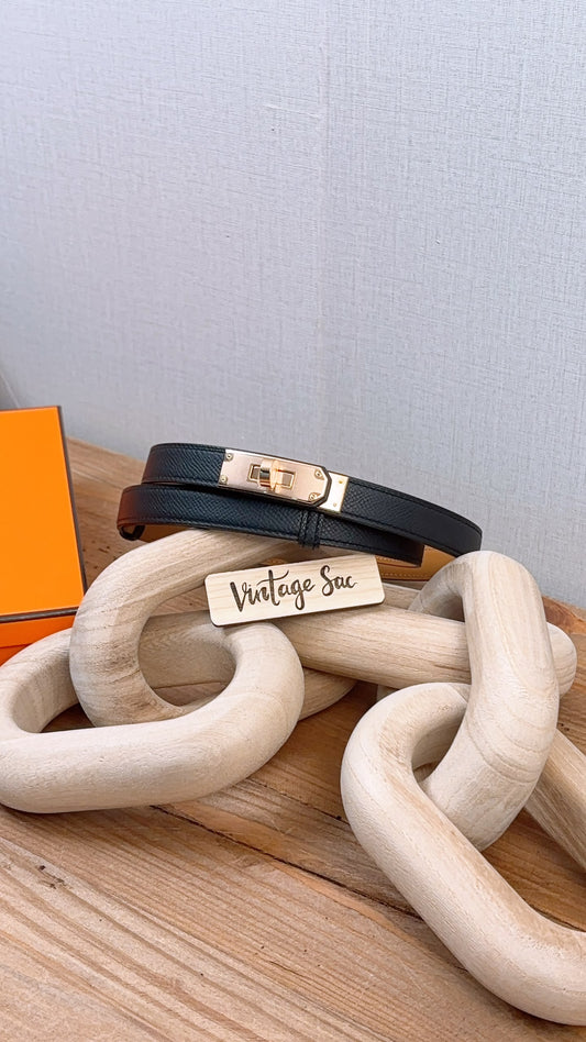 Hermes Black Kelly 18 Belt (RGHW)
