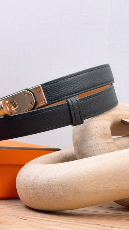 Hermes Black Kelly 18 Belt (RGHW)