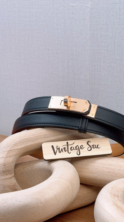 Hermes Black Kelly 18 Belt (RGHW)