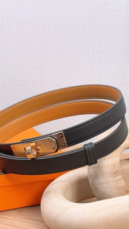 Hermes Black Kelly 18 Belt (RGHW)