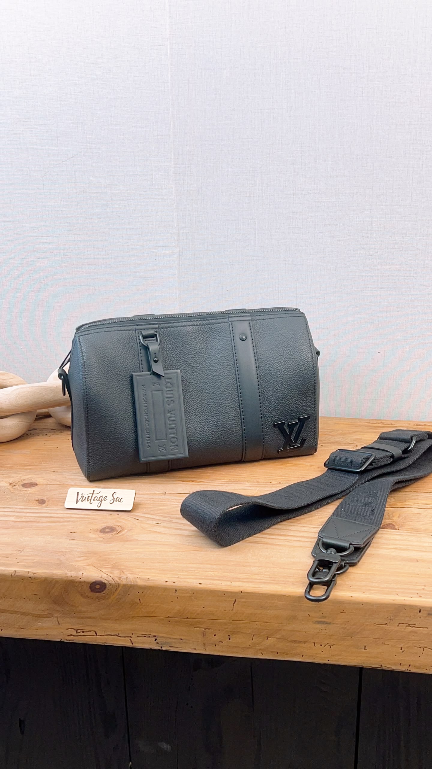 LV Black Aerogram City Keepall