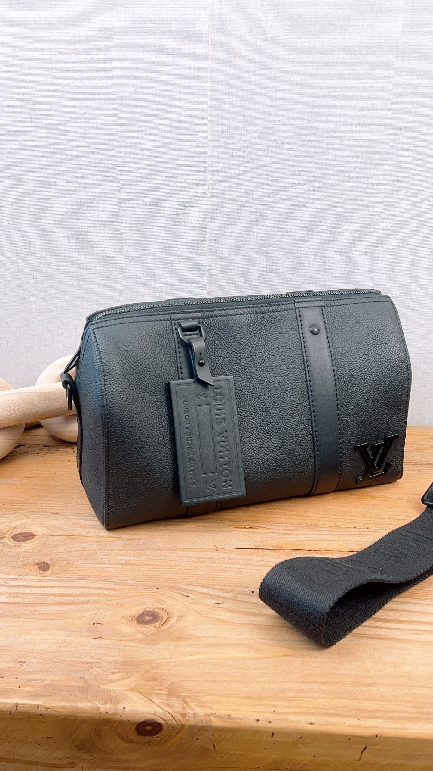 LV Black Aerogram City Keepall