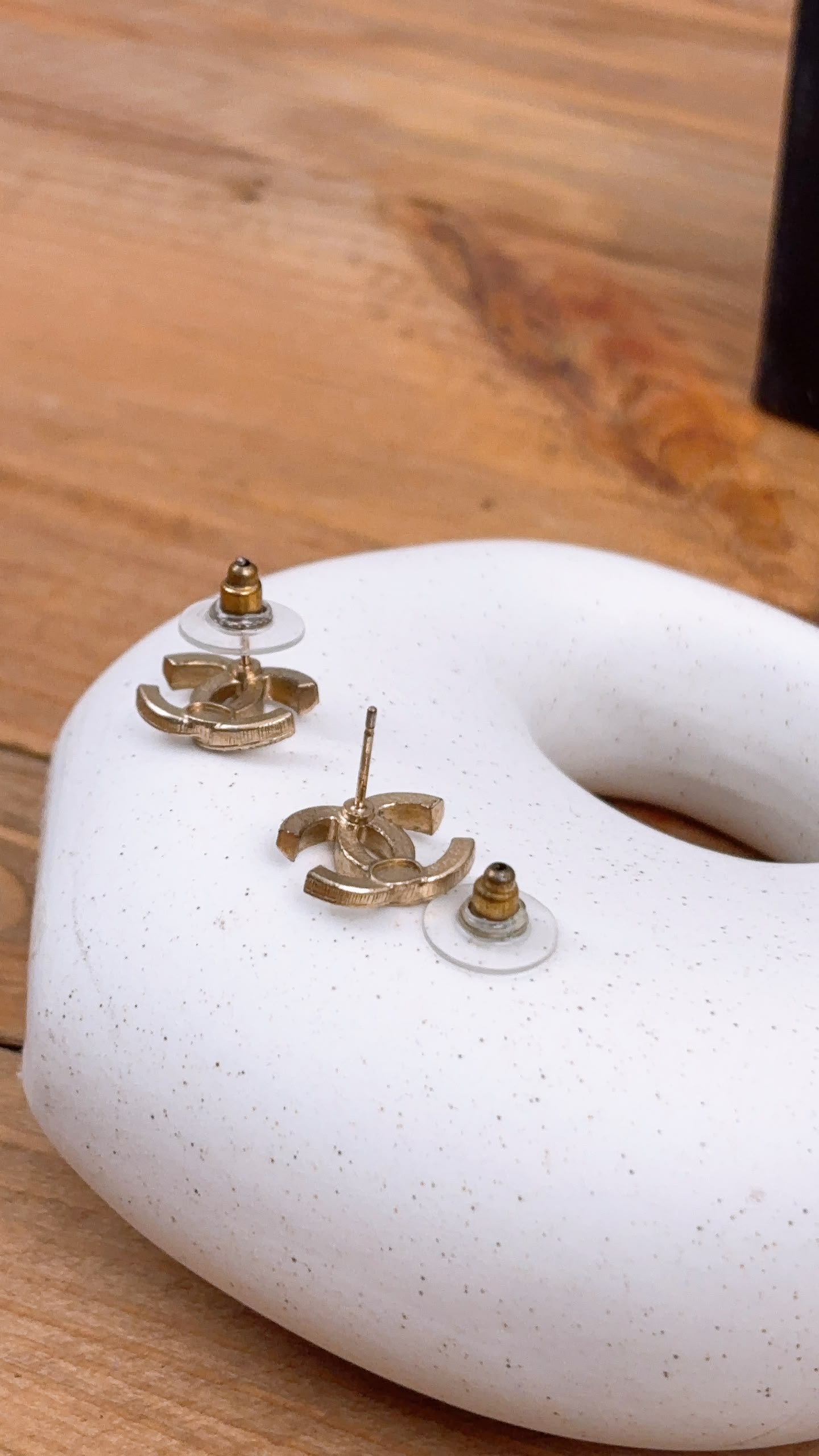 Chanel Light Gold Diamante CC Earrings