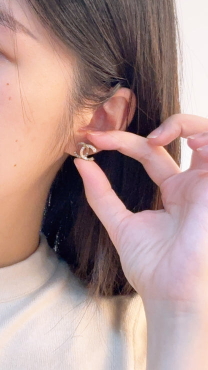 Chanel Light Gold Diamante CC Earrings