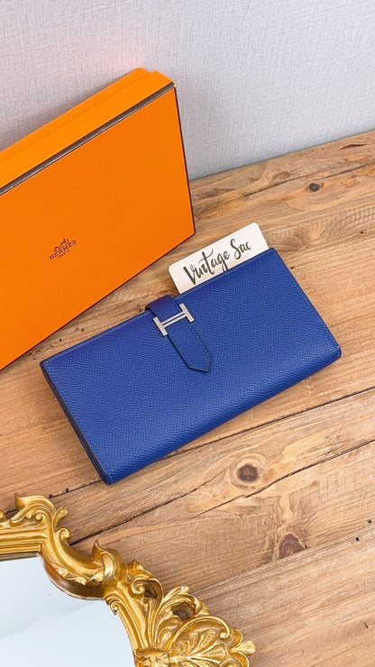 Hermes Blue Epsom Bearn Wallet (PHW)