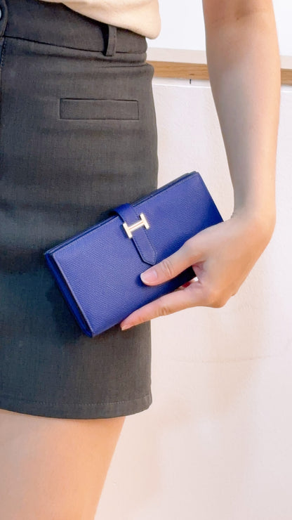 Hermes Blue Epsom Bearn Wallet (PHW)