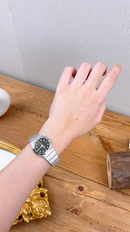 Omega 27mm Constellation Quartz Black Dial Women Watch