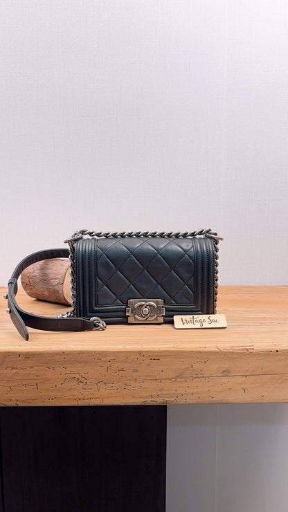 Chanel Black Lambskin Small Boy (RHW)