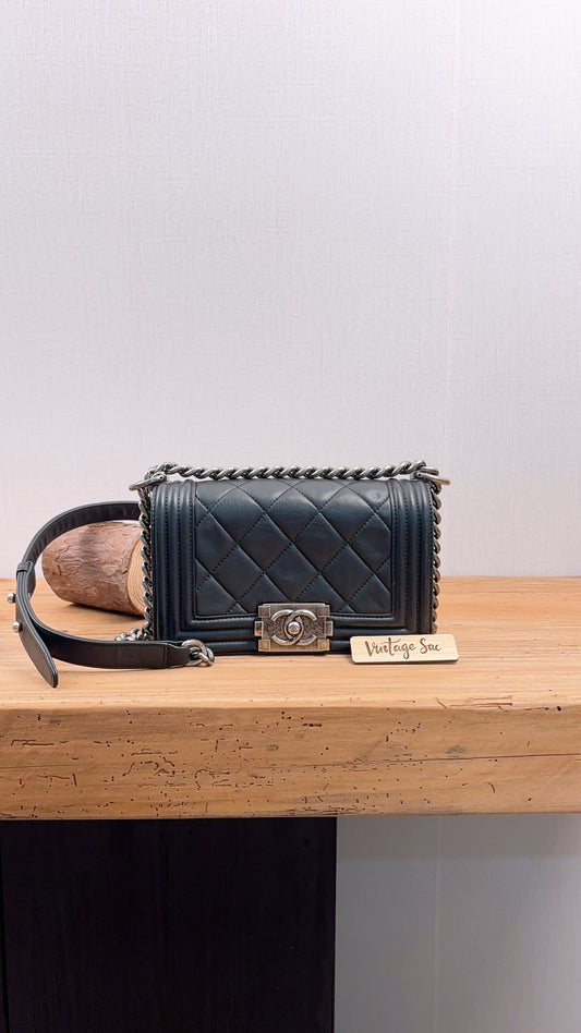 Chanel Black Lambskin Small Boy (RHW)