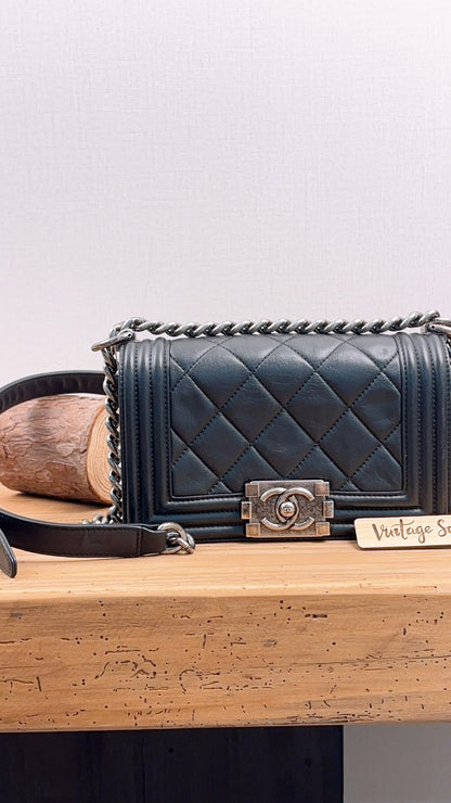 Chanel Black Lambskin Small Boy (RHW)