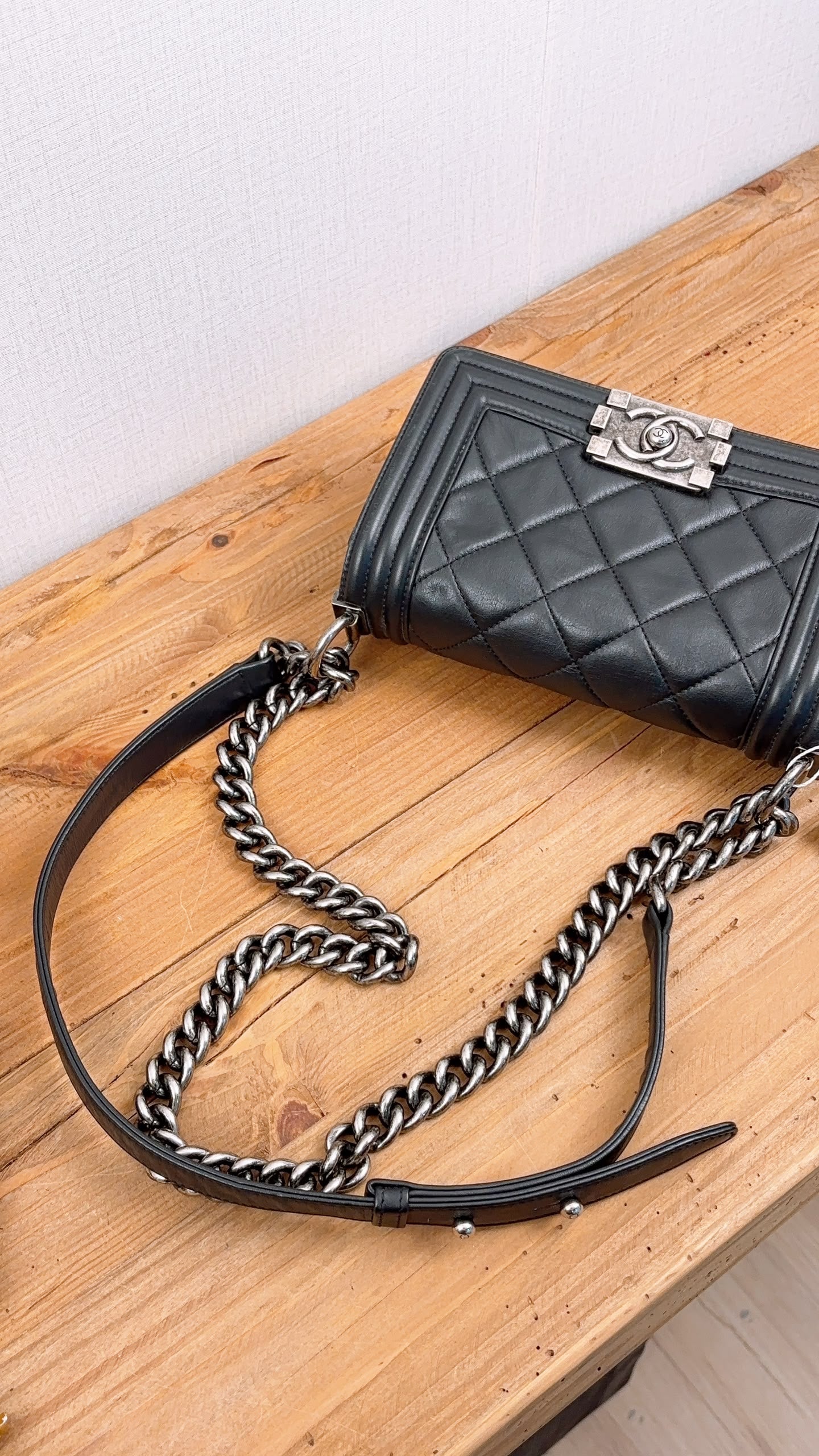 Chanel Black Lambskin Small Boy (RHW)
