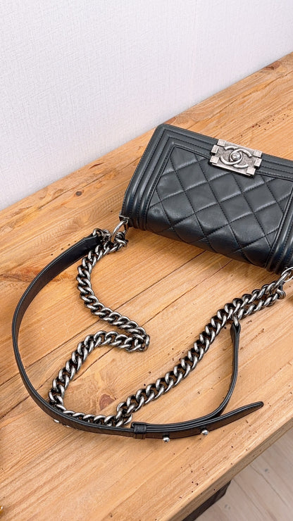 Chanel Black Lambskin Small Boy (RHW)