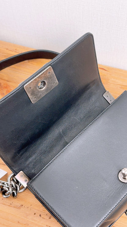 Chanel Black Lambskin Small Boy (RHW)
