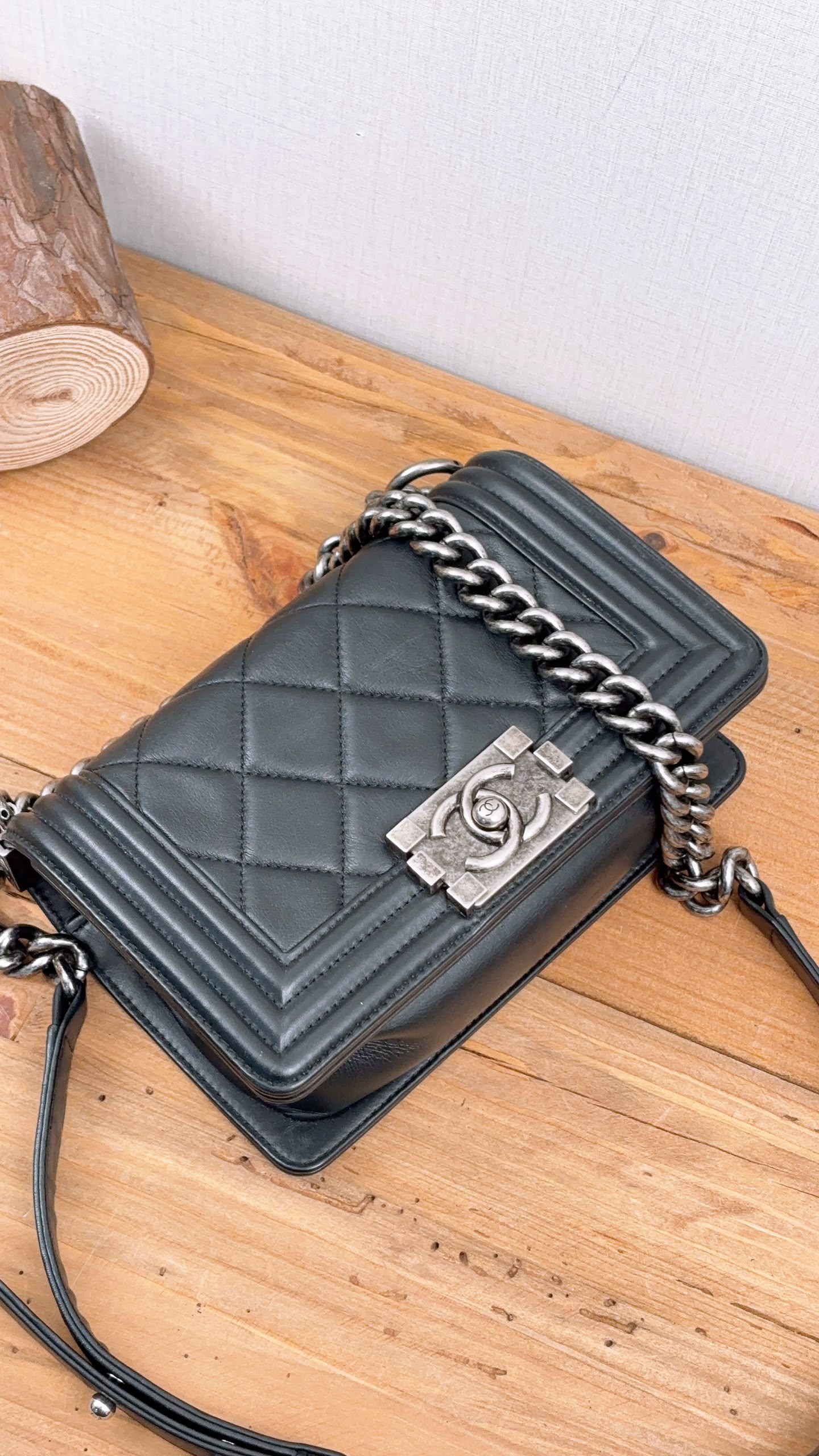 Chanel Black Lambskin Small Boy (RHW)