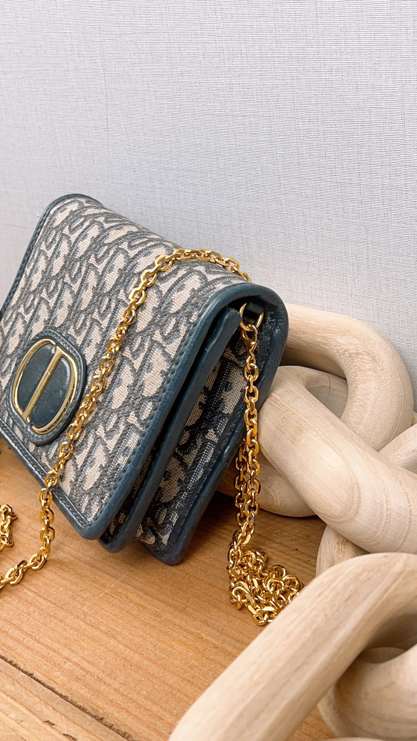 Dior Navy Oblique Montaigne 30 2-in-1 Pouch