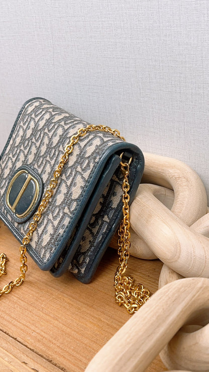 Dior Navy Oblique Montaigne 30 2-in-1 Pouch