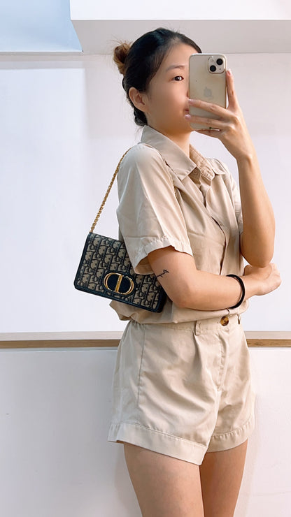Dior Navy Oblique Montaigne 30 2-in-1 Pouch
