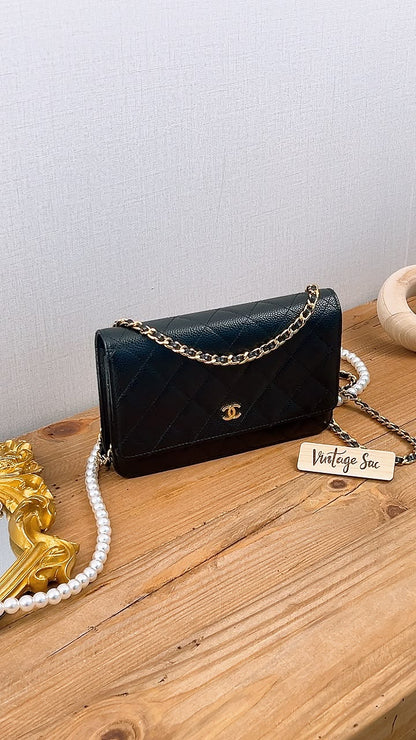 Chanel Black Caviar Classic WOC (GHW)
