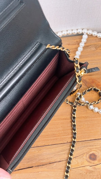 Chanel Black Caviar Classic WOC (GHW)