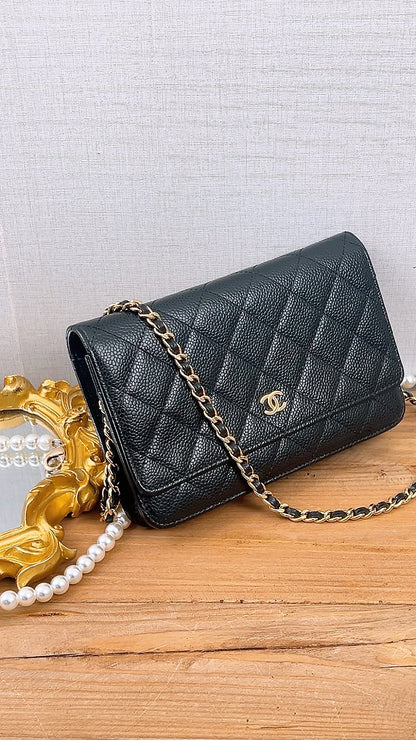 Chanel Black Caviar Classic WOC (GHW)