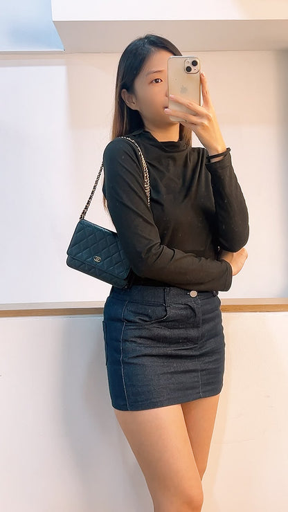 Chanel Black Caviar Classic WOC (GHW)