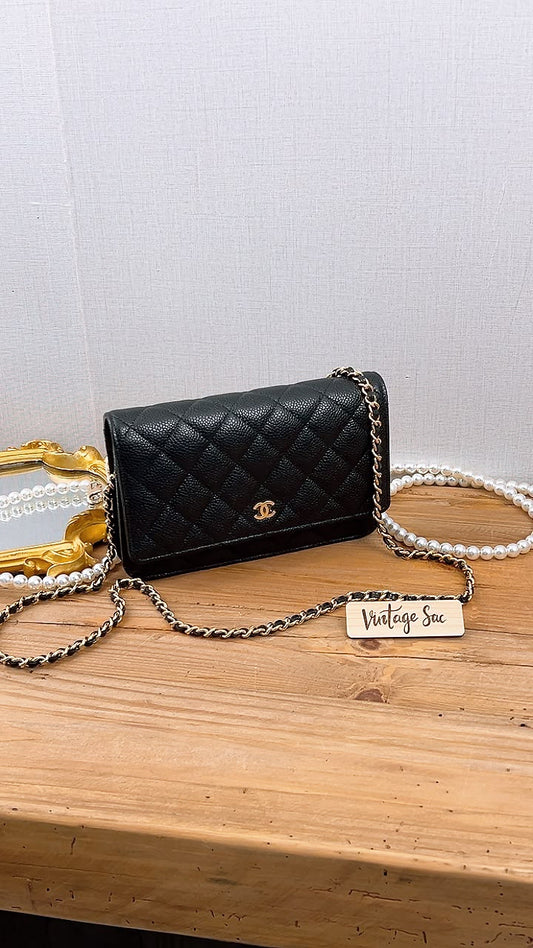 Chanel Black Caviar Classic WOC (GHW)