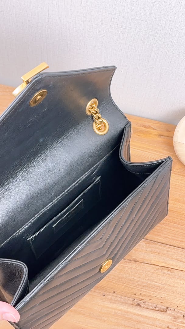 YSL Black Lambskin Medium Envelope Bag (GHW)