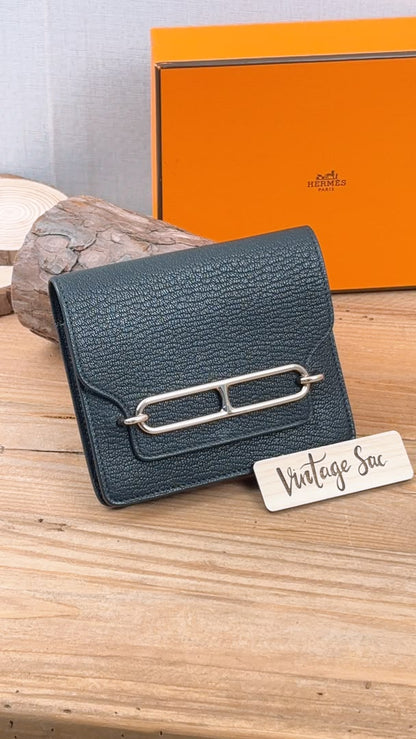 Hermes Noir Roulis Slim Compact Wallet (GHW)