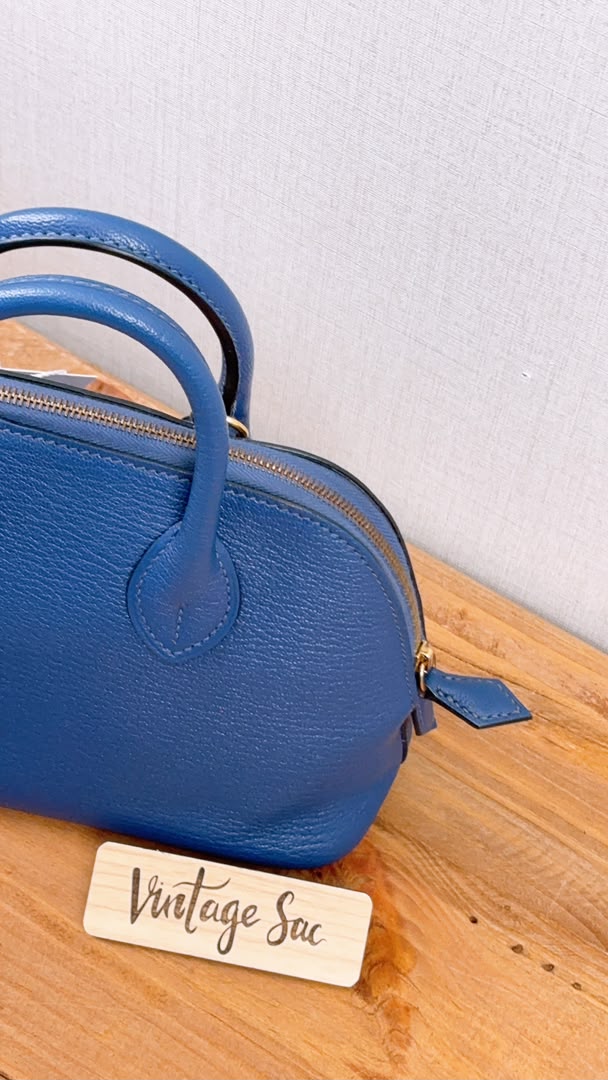 Hermes Blue Brighton Mini Bolide (GHW)