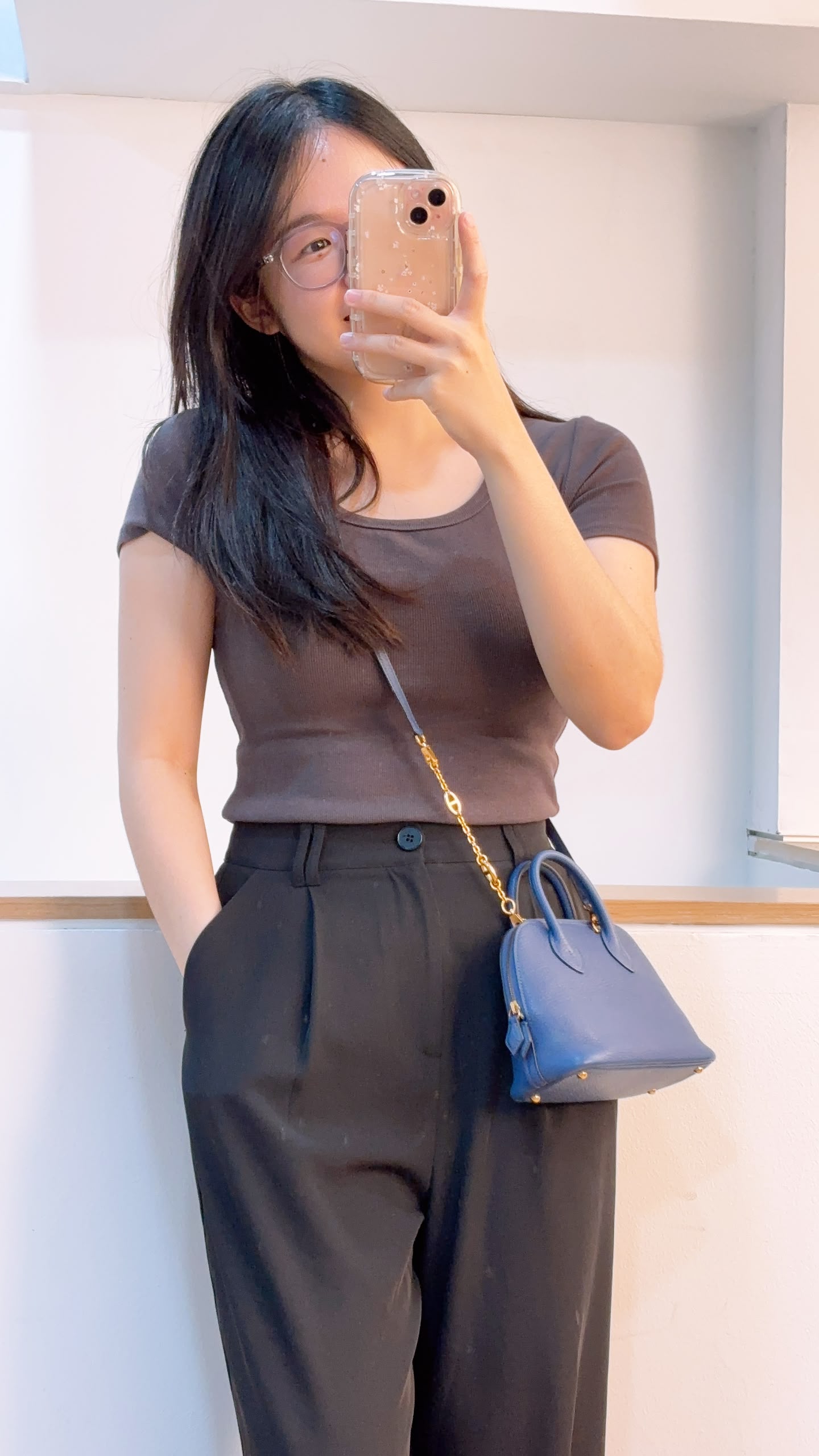 Hermes Blue Brighton Mini Bolide (GHW)