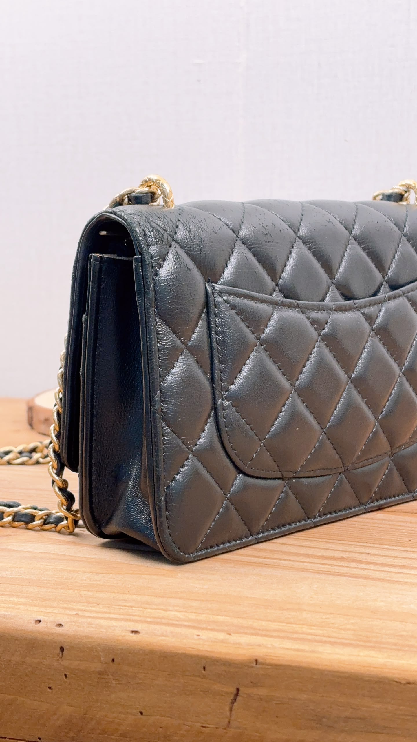 Chanel Black Shiny Lambskin 23C Turnlock WOC (GHW)
