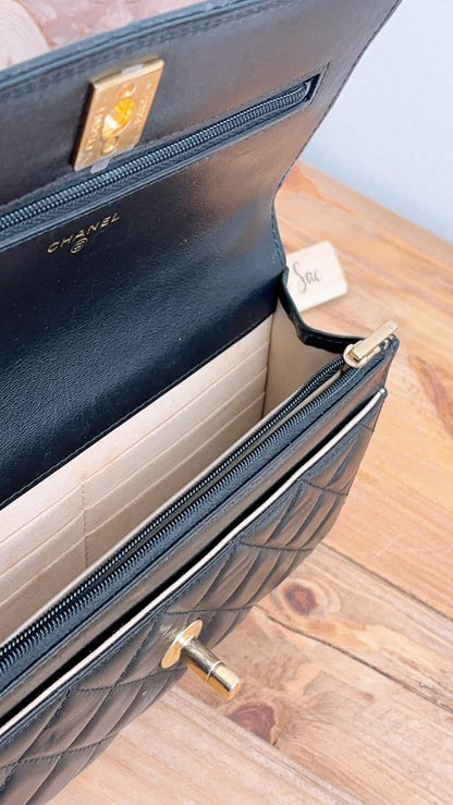 Chanel Black Shiny Lambskin 23C Turnlock WOC (GHW)