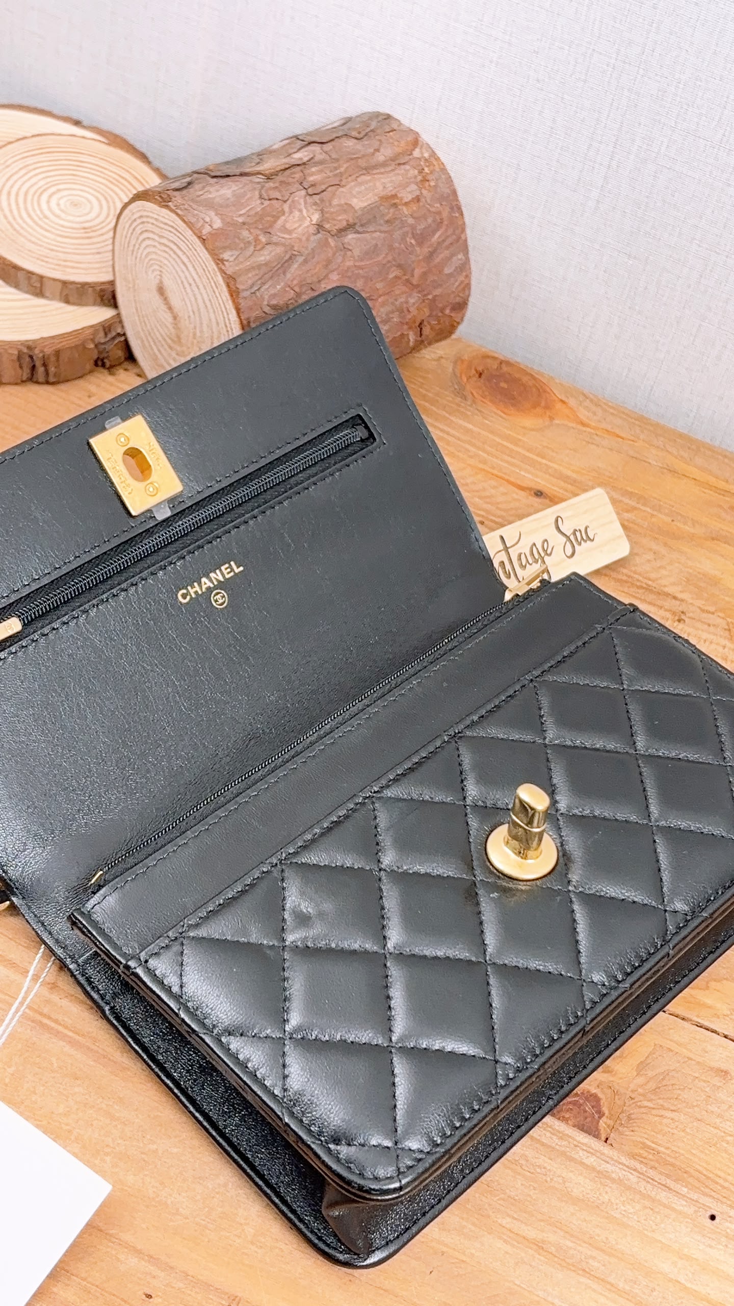 Chanel Black Shiny Lambskin 23C Turnlock WOC (GHW)