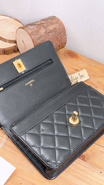 Chanel Black Shiny Lambskin 23C Turnlock WOC (GHW)