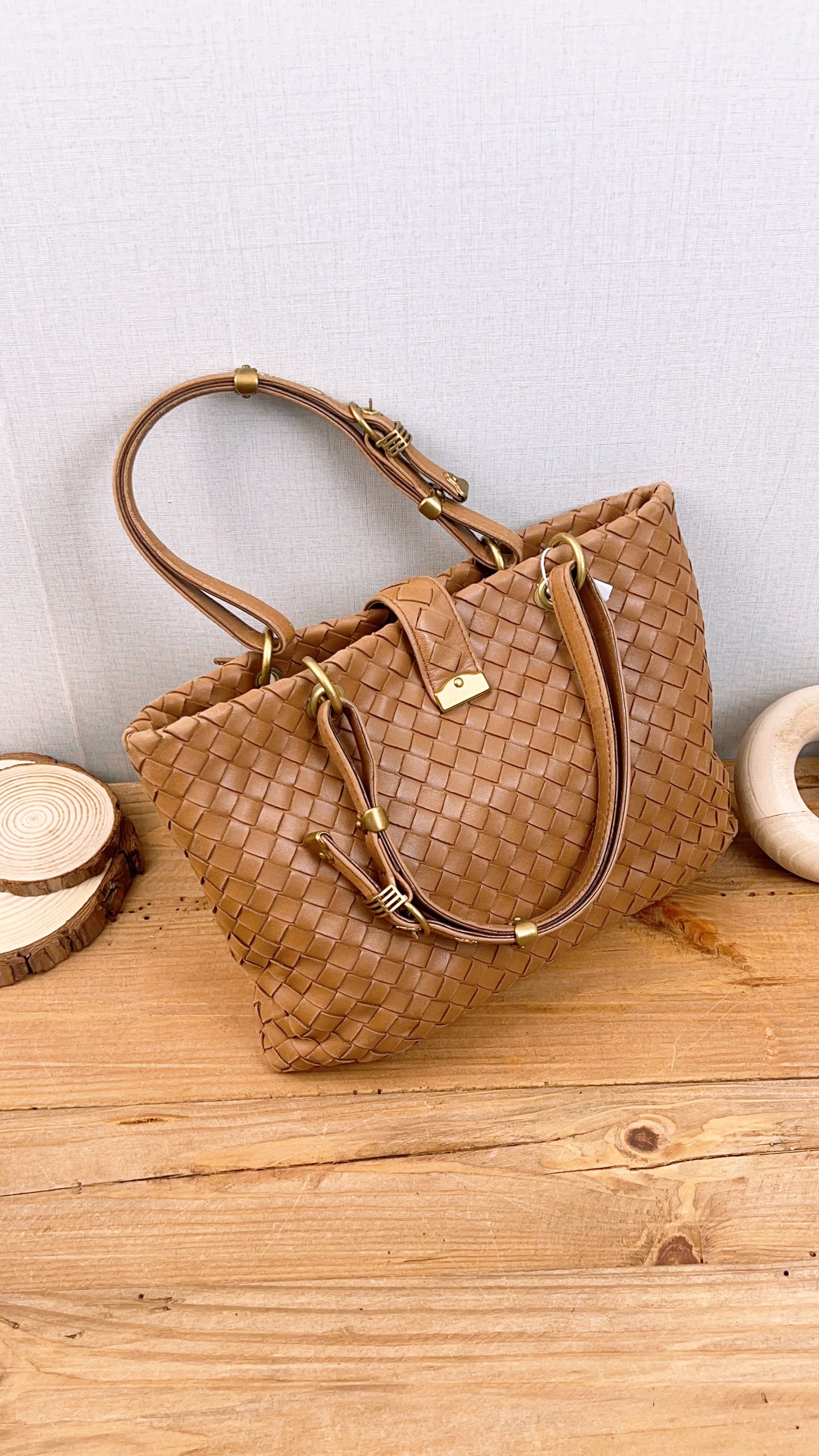 Bottega Veneta Brown Nappa Small Intrecciato Capri Bag&nbsp;