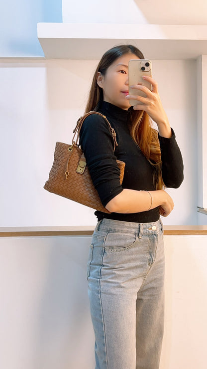 Bottega Veneta Brown Nappa Small Intrecciato Capri Bag&nbsp;