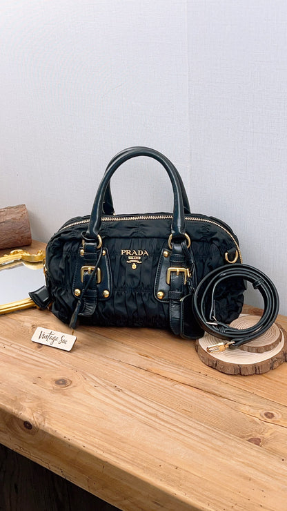 Prada Black Nylon Tessuto Gaufre Bag (GHW)