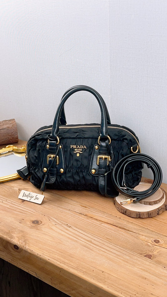 Prada Black Nylon Tessuto Gaufre Bag (GHW)