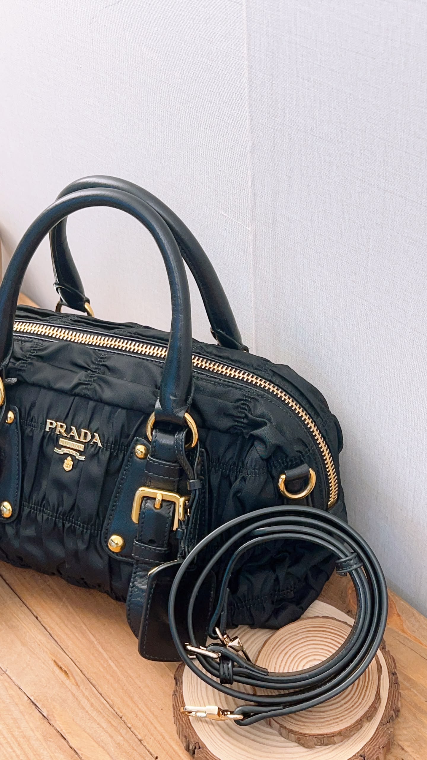 Prada Black Nylon Tessuto Gaufre Bag (GHW)