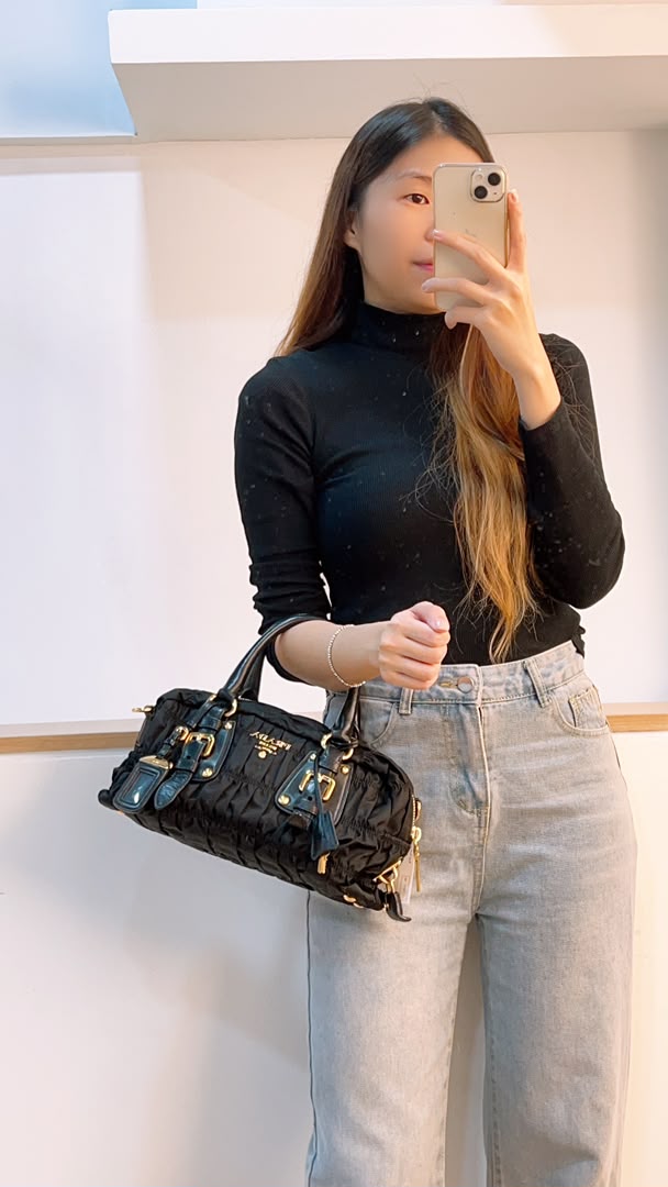 Prada Black Nylon Tessuto Gaufre Bag (GHW)