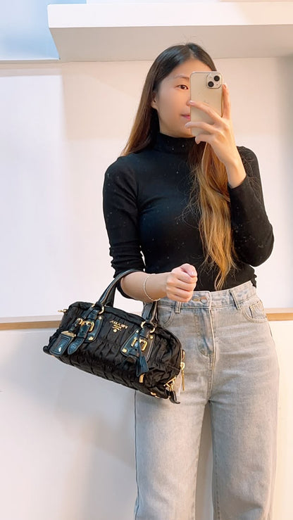Prada Black Nylon Tessuto Gaufre Bag (GHW)
