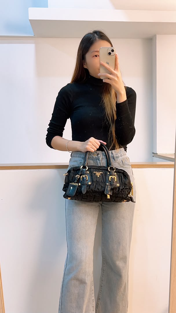 Prada Black Nylon Tessuto Gaufre Bag (GHW)