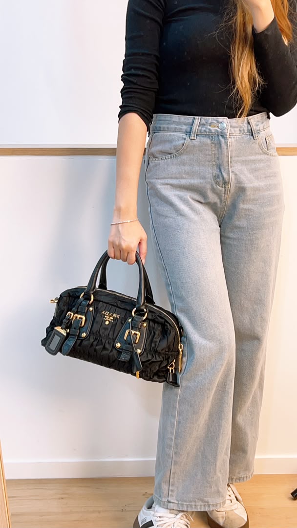 Prada Black Nylon Tessuto Gaufre Bag (GHW)