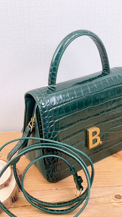 Balenciaga Green Croc Embossed Top Handle Bag (GHW)
