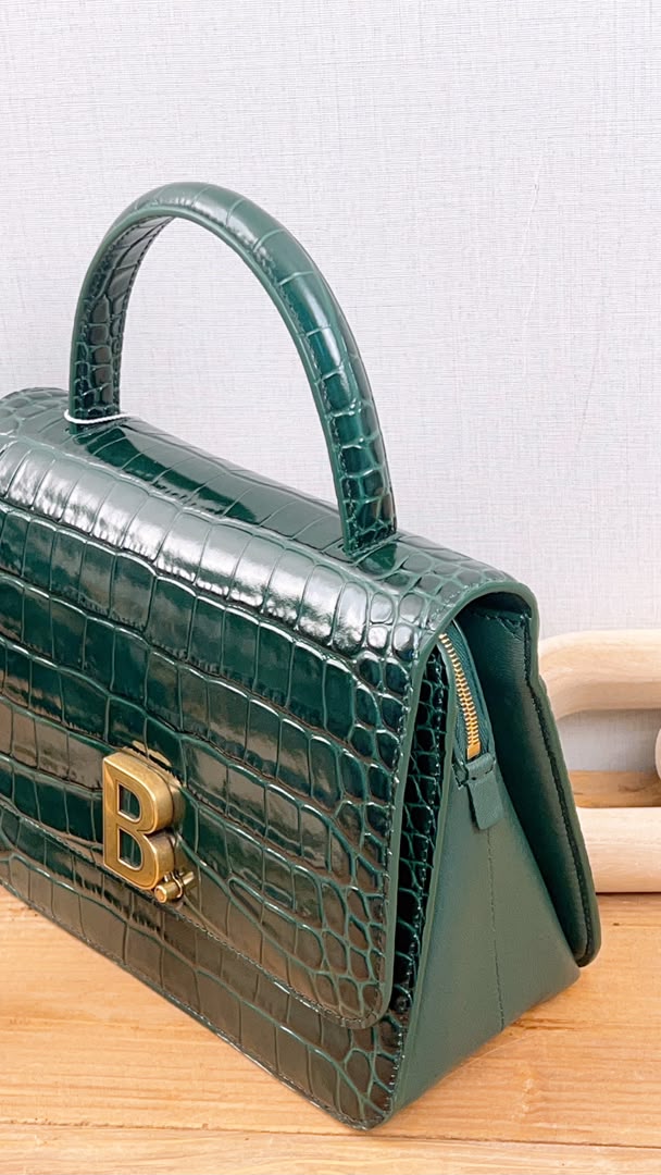 Balenciaga Green Croc Embossed Top Handle Bag (GHW)